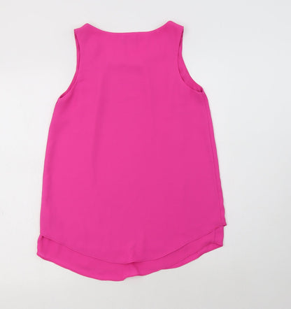 F&F Womens Pink  Polyester Basic Tank Size 6 Round Neck