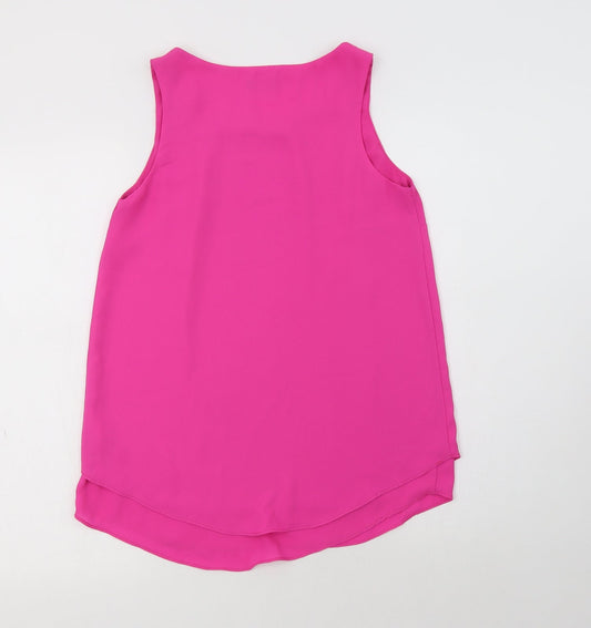 F&F Womens Pink  Polyester Basic Tank Size 6 Round Neck