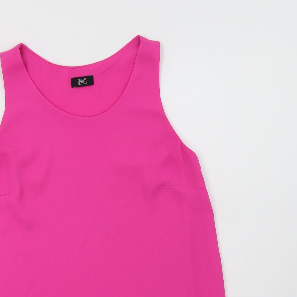 F&F Womens Pink  Polyester Basic Tank Size 6 Round Neck