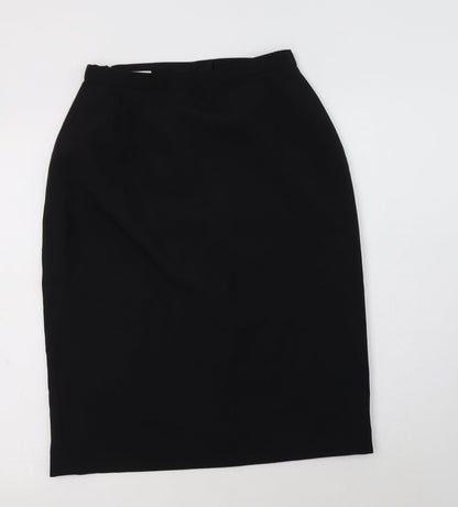 Additional front view of CONTEXT women’s black polyester straight & pencil skirt, size UK 12, button