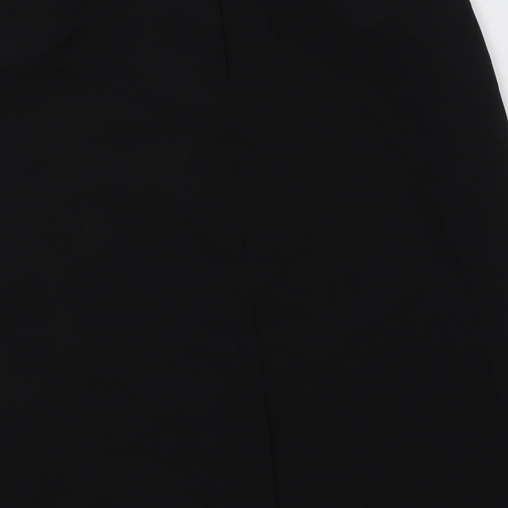 Brand and care label for CONTEXT women’s black polyester straight & pencil skirt, size UK 12, button