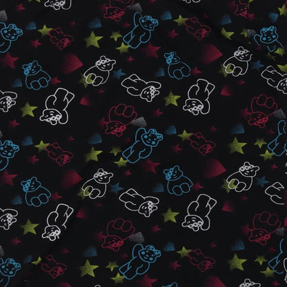 George Womens Black Geometric Polyester Basic Polo Size 12 Crew Neck - Teddy Bear Print