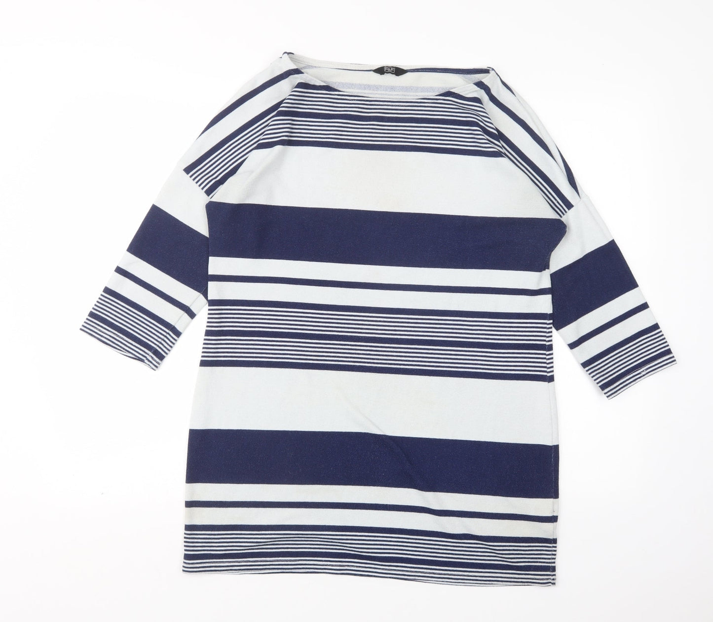 F&F Womens Multicoloured Round Neck Striped Polyester Pullover Jumper Size 14