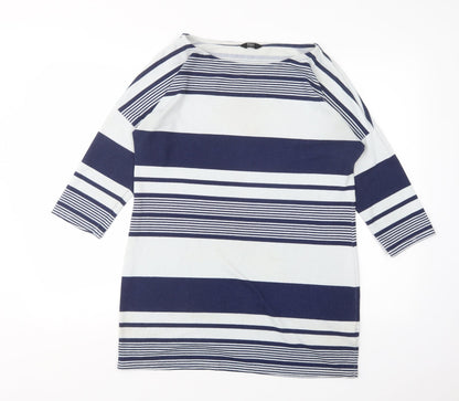 F&F Womens Multicoloured Round Neck Striped Polyester Pullover Jumper Size 14