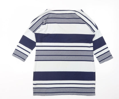 F&F Womens Multicoloured Round Neck Striped Polyester Pullover Jumper Size 14