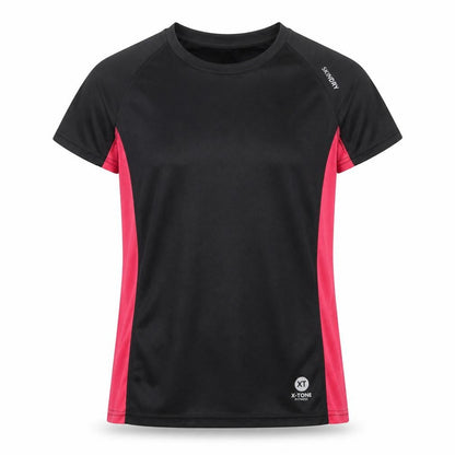Front view of X-Tone women’s multicoloured polyester basic t-shirt, size S, round neck