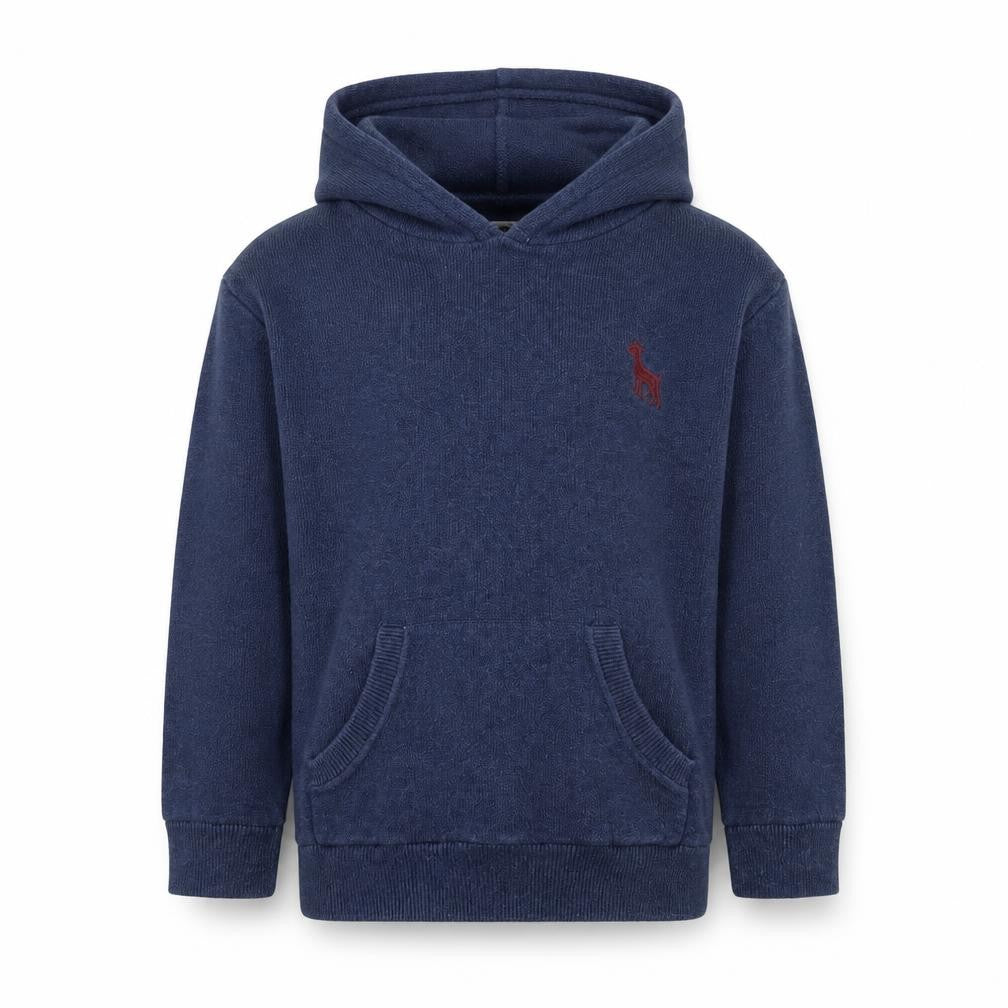 Front view of Mini Club boys’ blue cotton pullover hoodie, size 3, years