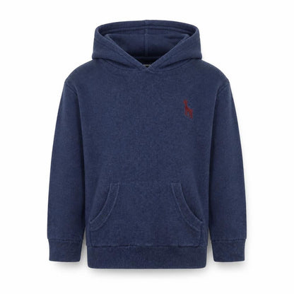 Front view of Mini Club boys’ blue cotton pullover hoodie, size 3, years