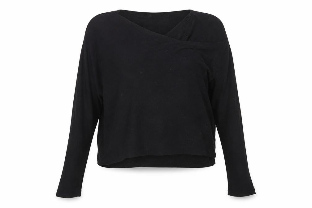 Front view of Red Herring women’s black v-neck cotton cardigan jumper, size S