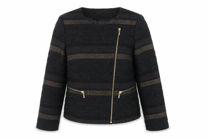 Front view of M&Co women’s multicoloured striped jacket, size UK 10