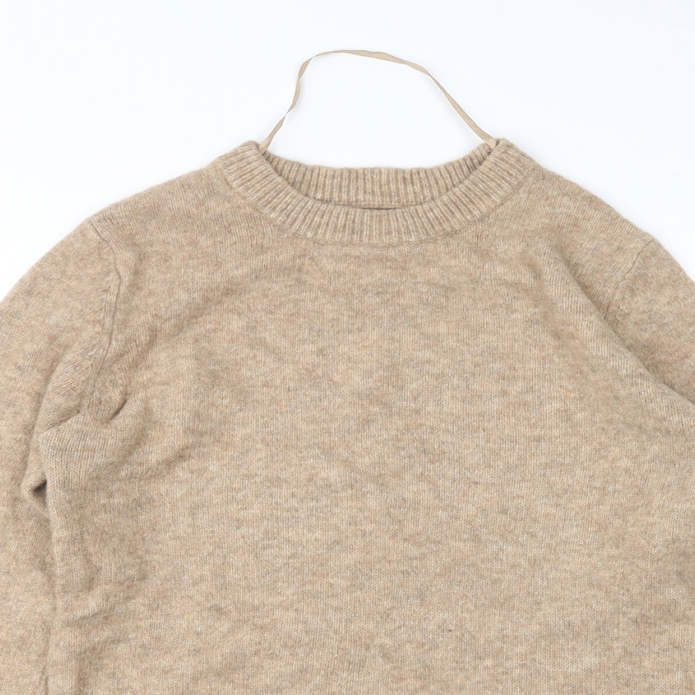 Primark Womens Beige Round Neck  Acrylic Pullover Jumper Size M