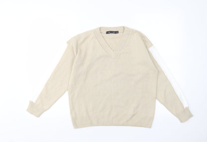 I SAW IT FIRST Womens Beige V-Neck   Pullover Jumper Size XL