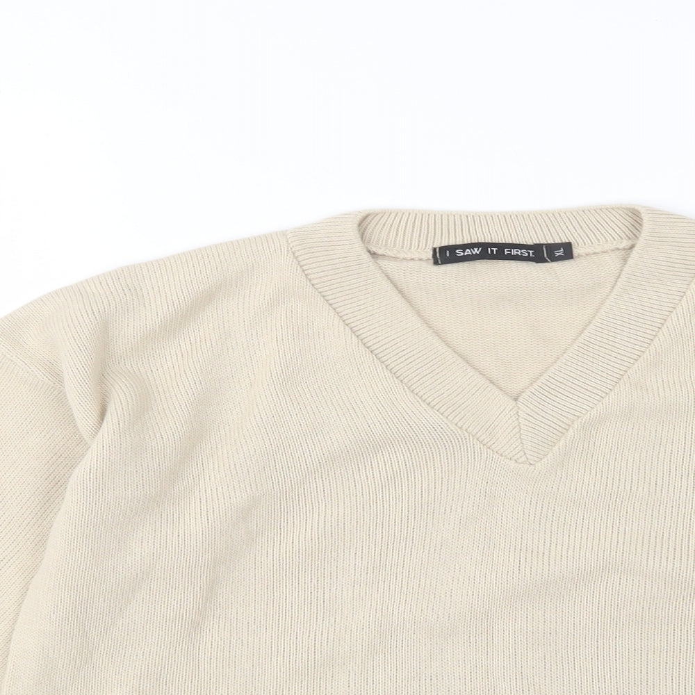 I SAW IT FIRST Womens Beige V-Neck   Pullover Jumper Size XL