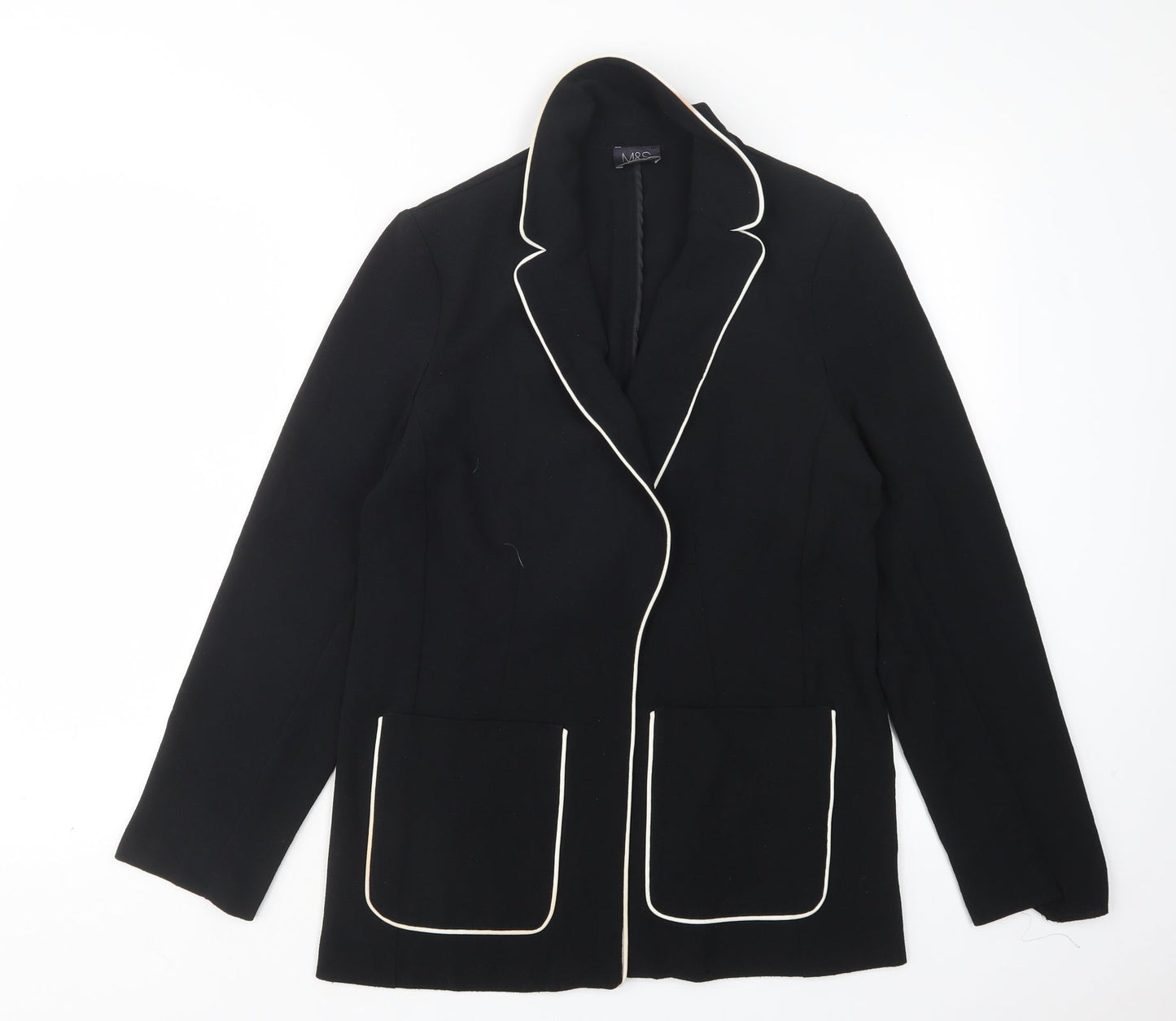 M&S Womens Black  Polyester Jacket Blazer Size 10
