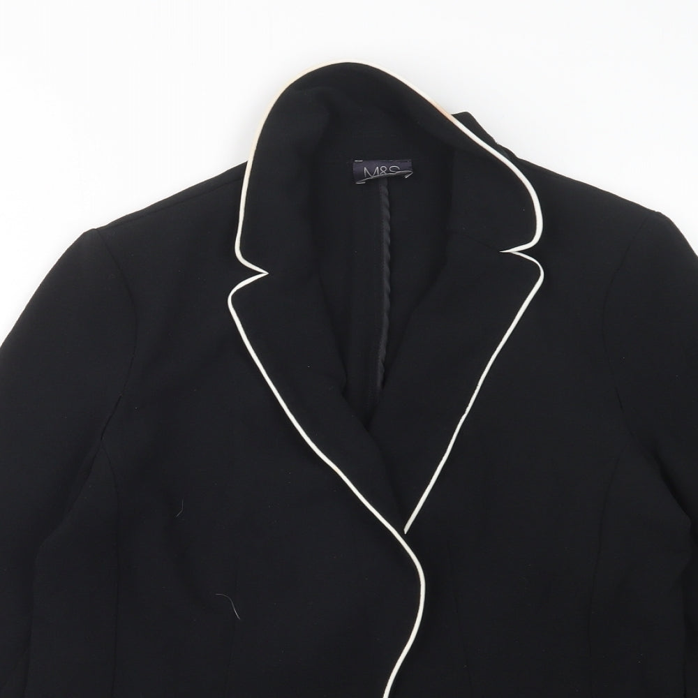 M&S Womens Black  Polyester Jacket Blazer Size 10