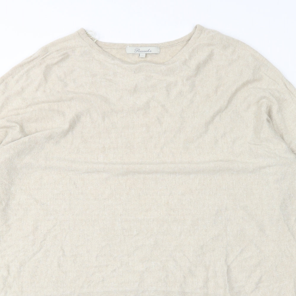 Womens UK Size L Peacocks Beige Pullover Jumper