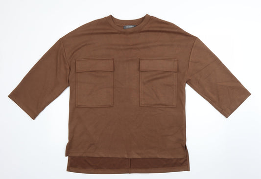 Primark Womens Brown Round Neck  Viscose Pullover Jumper Size S