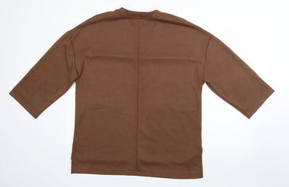 Primark Womens Brown Round Neck  Viscose Pullover Jumper Size S