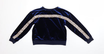 Additional front view of Very girls’ blue round neck polyester jumper, size 9, years