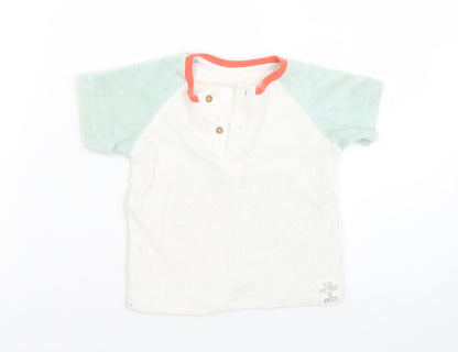 M&S Boys White  Cotton Basic T-Shirt Size 9-12 Months Round Neck