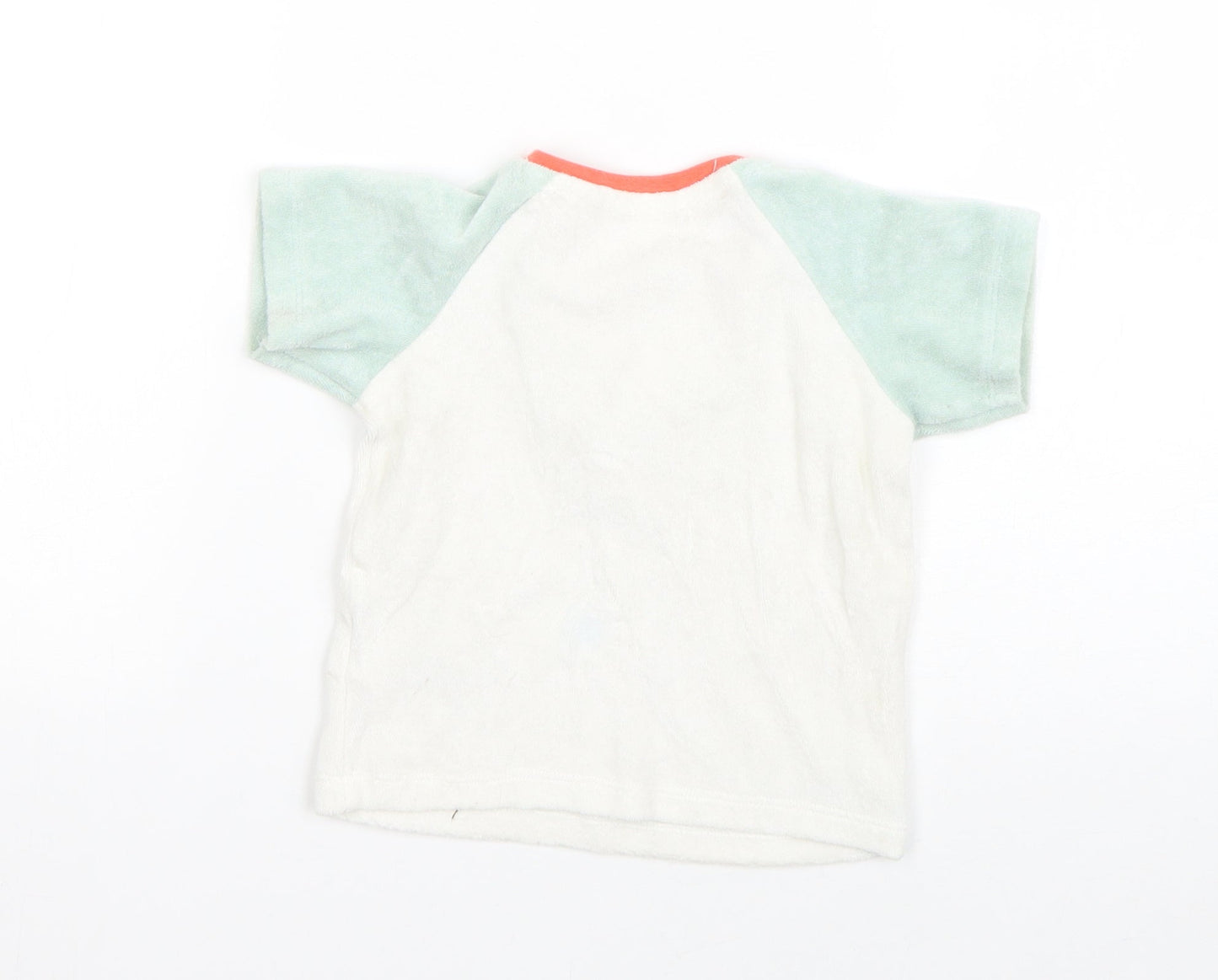 M&S Boys White  Cotton Basic T-Shirt Size 9-12 Months Round Neck