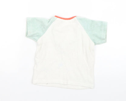M&S Boys White  Cotton Basic T-Shirt Size 9-12 Months Round Neck