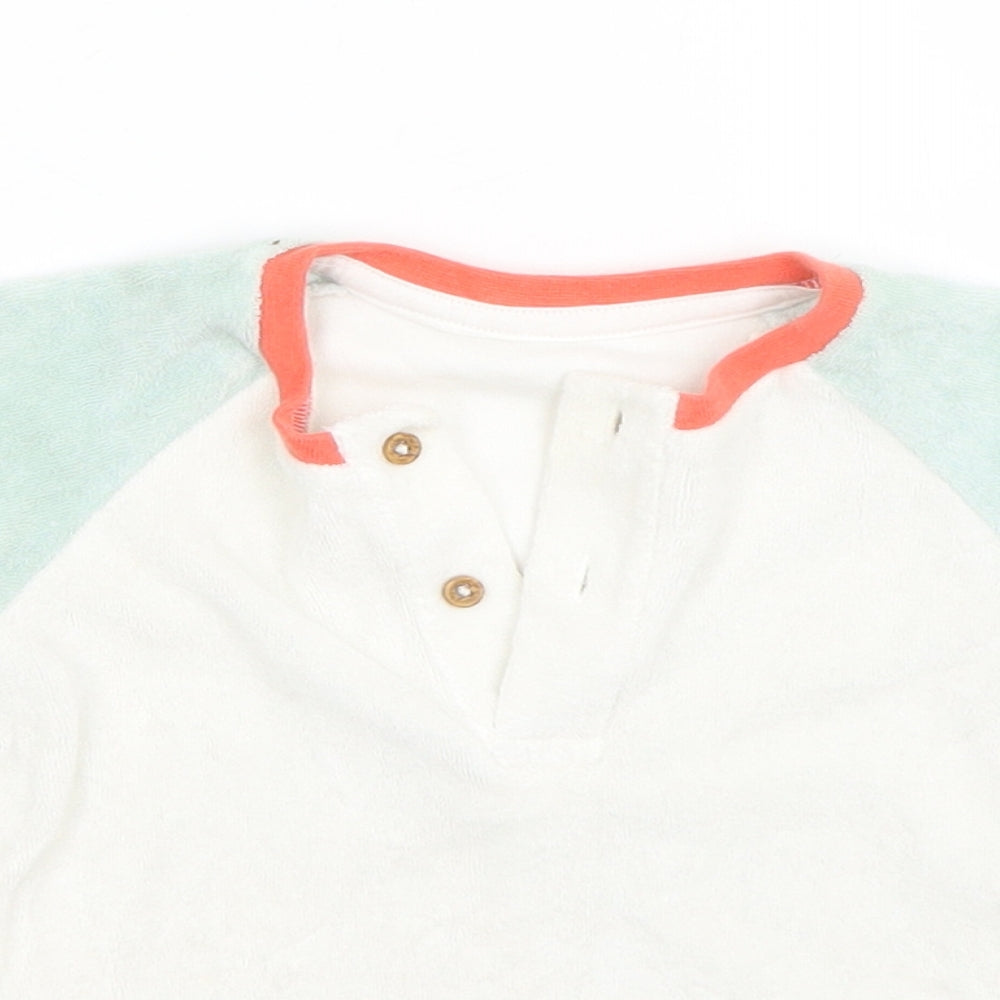 M&S Boys White  Cotton Basic T-Shirt Size 9-12 Months Round Neck