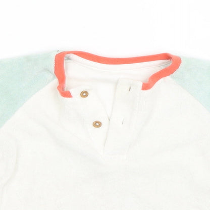 M&S Boys White  Cotton Basic T-Shirt Size 9-12 Months Round Neck