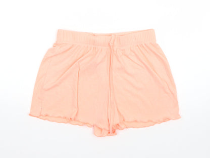 Primark Womens Orange  Viscose Hot Pants Shorts Size 2XS  Regular Drawstring