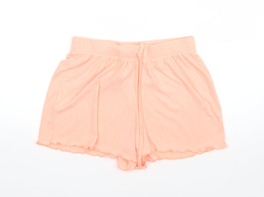 Primark Womens Orange  Viscose Hot Pants Shorts Size 2XS  Regular Drawstring