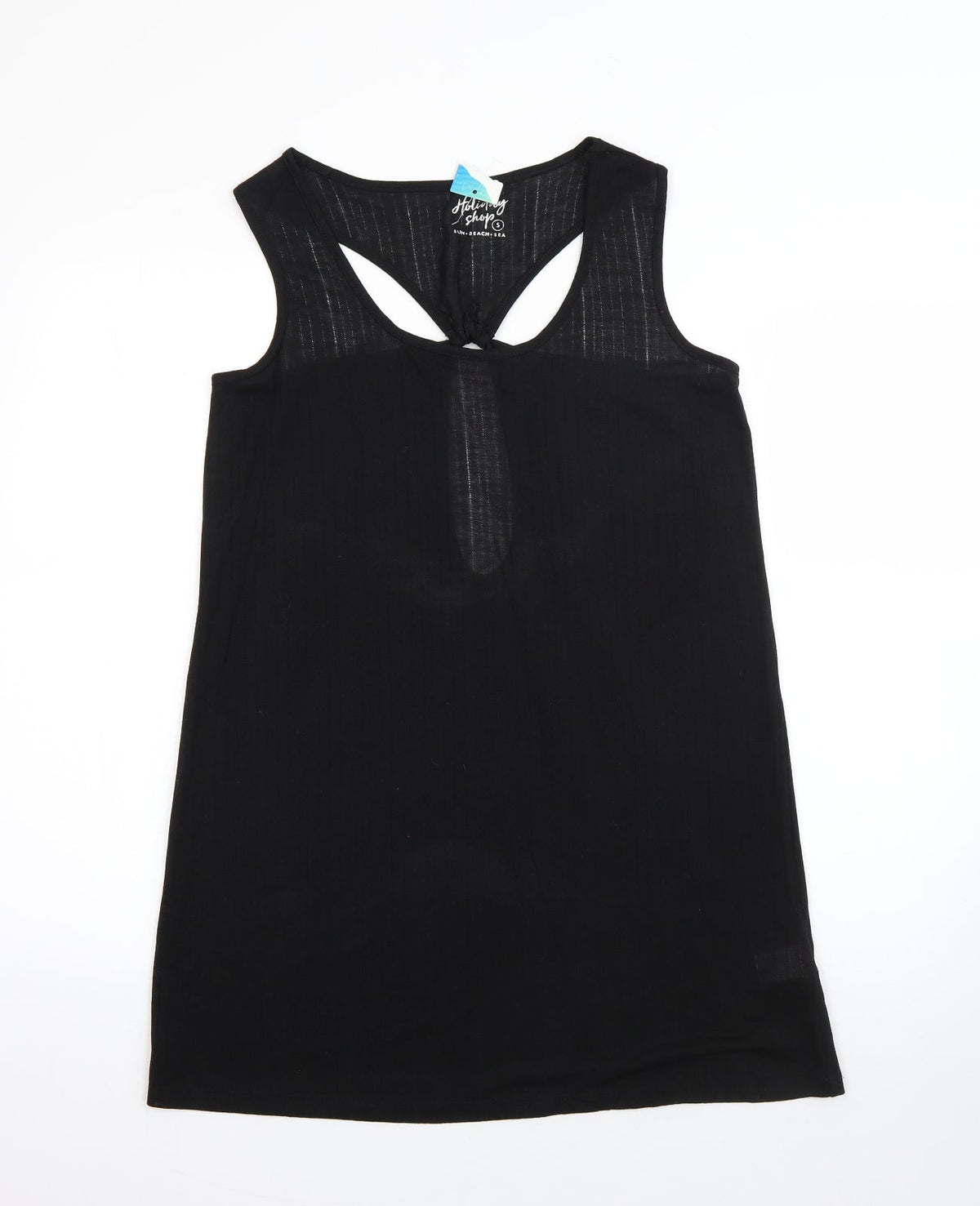 Additional front view of Holiday Shop women’s black polyester basic blouse, size S, round neck
