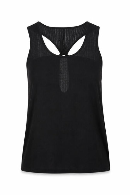 Front view of Holiday Shop women’s black polyester basic blouse, size S, round neck