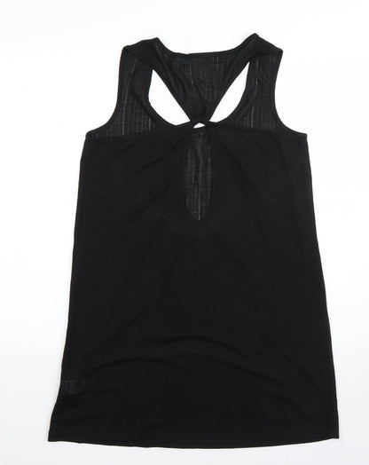 Back view of Holiday Shop women’s black polyester basic blouse, size S, round neck