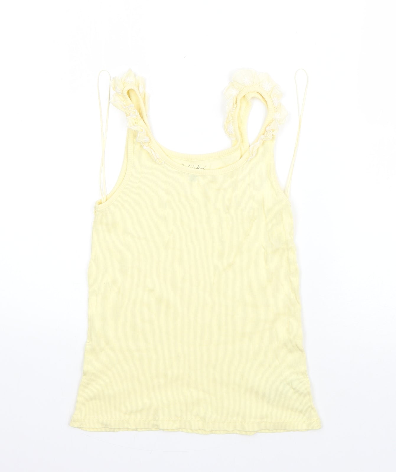 F&F Womens Yellow  Cotton Basic Tank Size 6 Round Neck