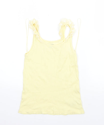 F&F Womens Yellow  Cotton Basic Tank Size 6 Round Neck