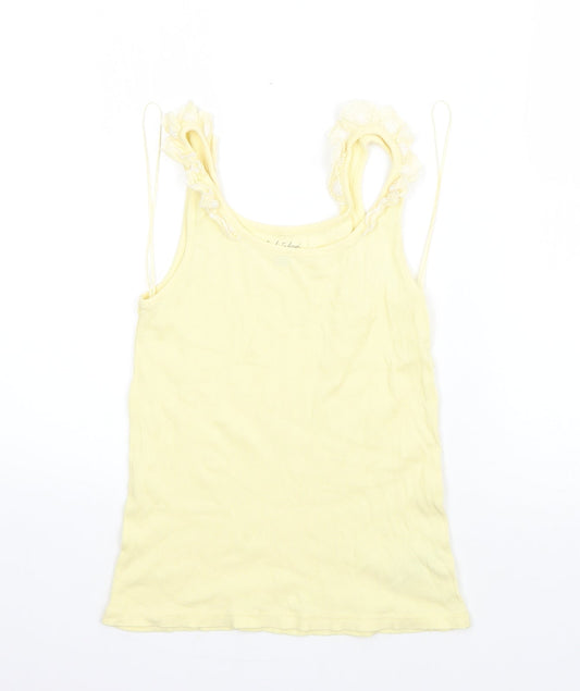 F&F Womens Yellow  Cotton Basic Tank Size 6 Round Neck