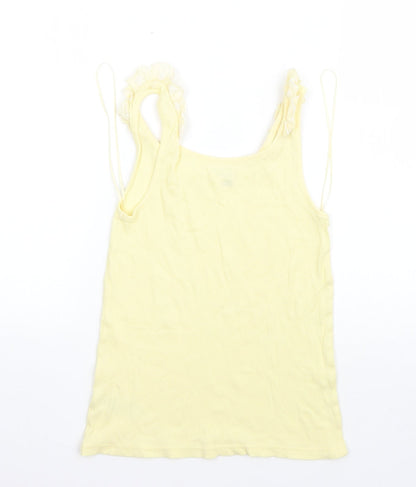 F&F Womens Yellow  Cotton Basic Tank Size 6 Round Neck
