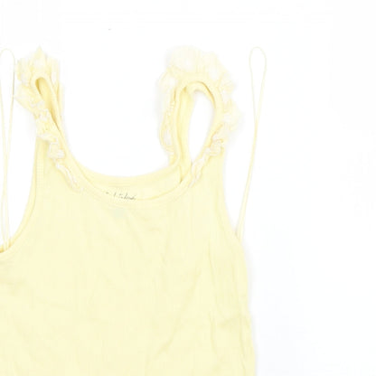 F&F Womens Yellow  Cotton Basic Tank Size 6 Round Neck