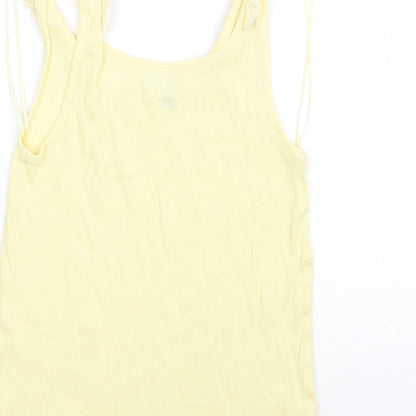 F&F Womens Yellow  Cotton Basic Tank Size 6 Round Neck
