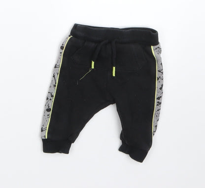 F&F Boys Black  Cotton Sweatpants Trousers Size 0-3 Months