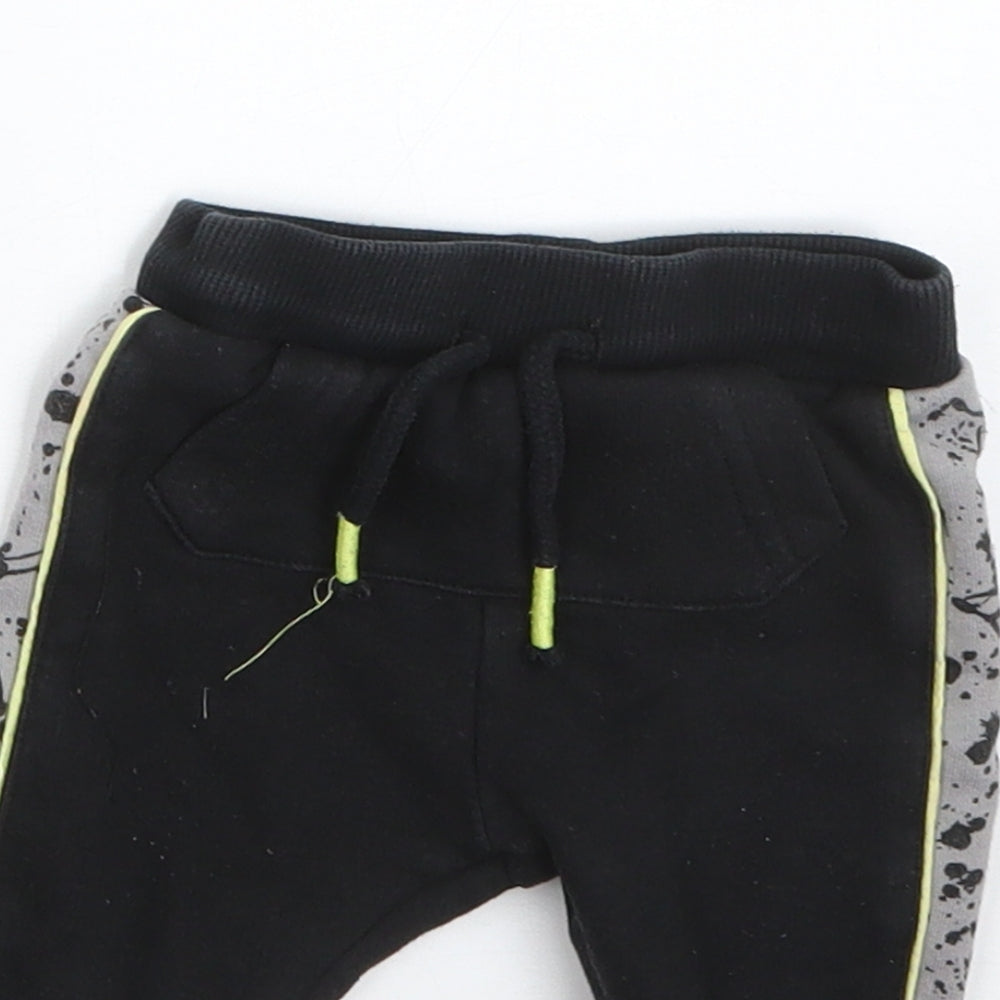 F&F Boys Black  Cotton Sweatpants Trousers Size 0-3 Months