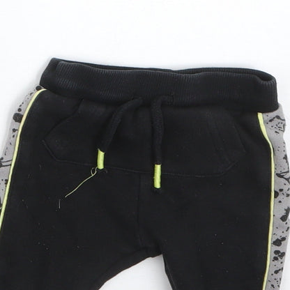 F&F Boys Black  Cotton Sweatpants Trousers Size 0-3 Months