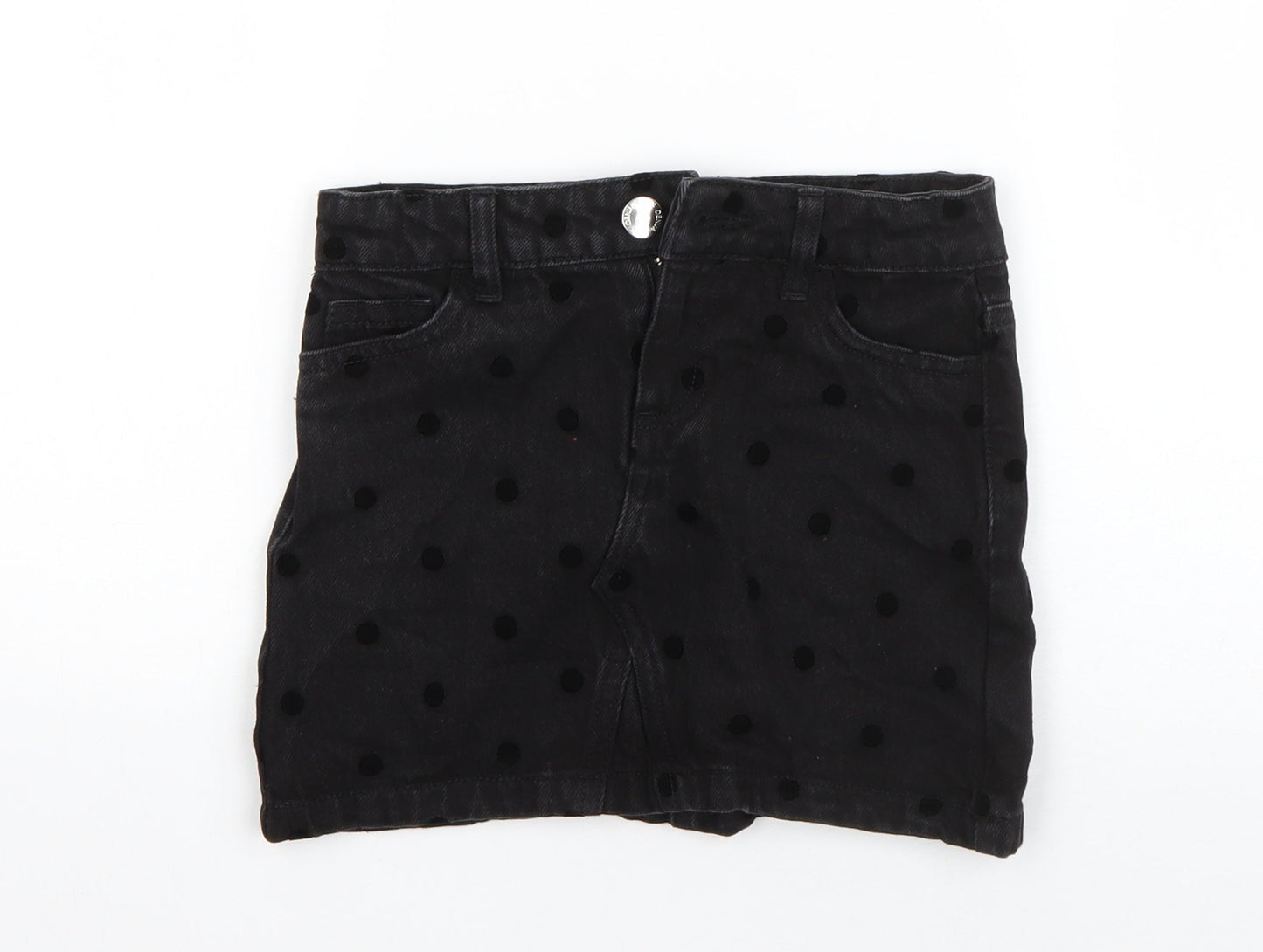 I Love Girls Wear Girls Black Polka Dot Cotton A-Line Skirt Size 6 Years  Regular