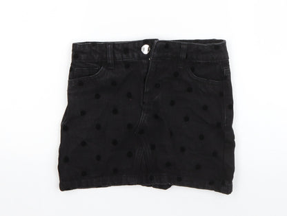 I Love Girls Wear Girls Black Polka Dot Cotton A-Line Skirt Size 6 Years  Regular