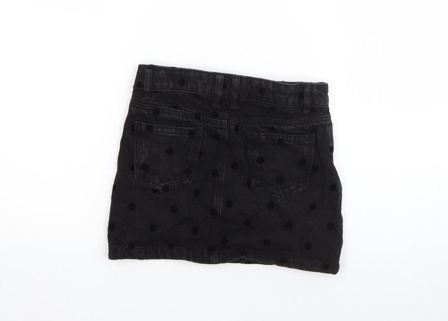 I Love Girls Wear Girls Black Polka Dot Cotton A-Line Skirt Size 6 Years  Regular