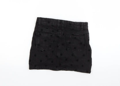 I Love Girls Wear Girls Black Polka Dot Cotton A-Line Skirt Size 6 Years  Regular