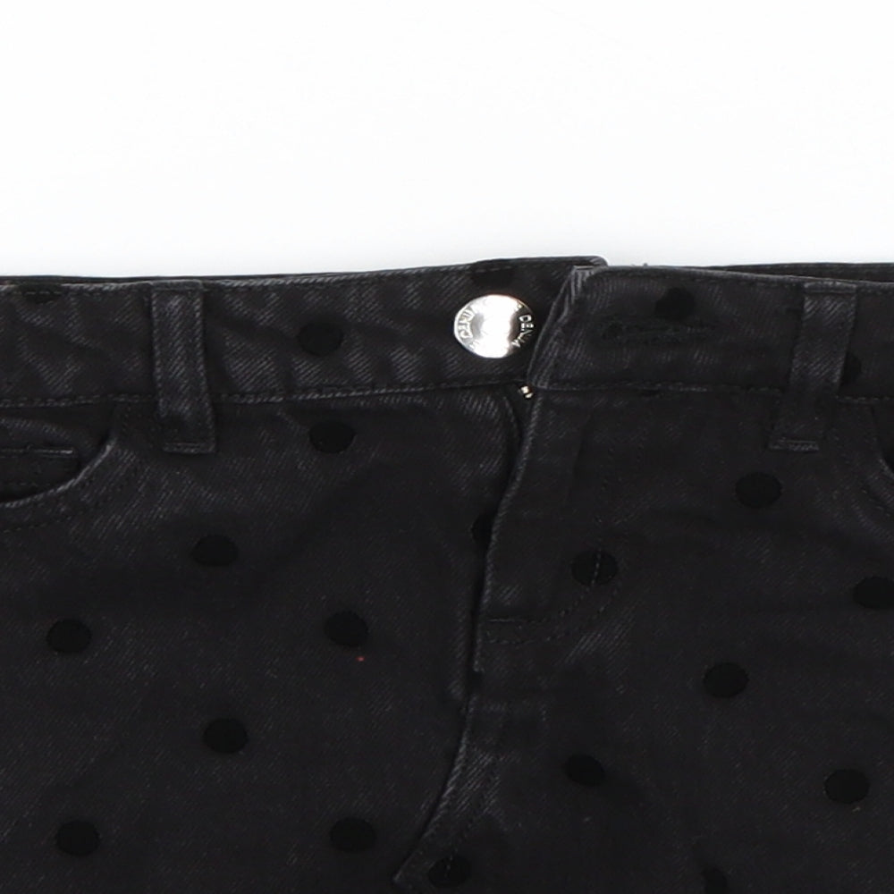 I Love Girls Wear Girls Black Polka Dot Cotton A-Line Skirt Size 6 Years  Regular
