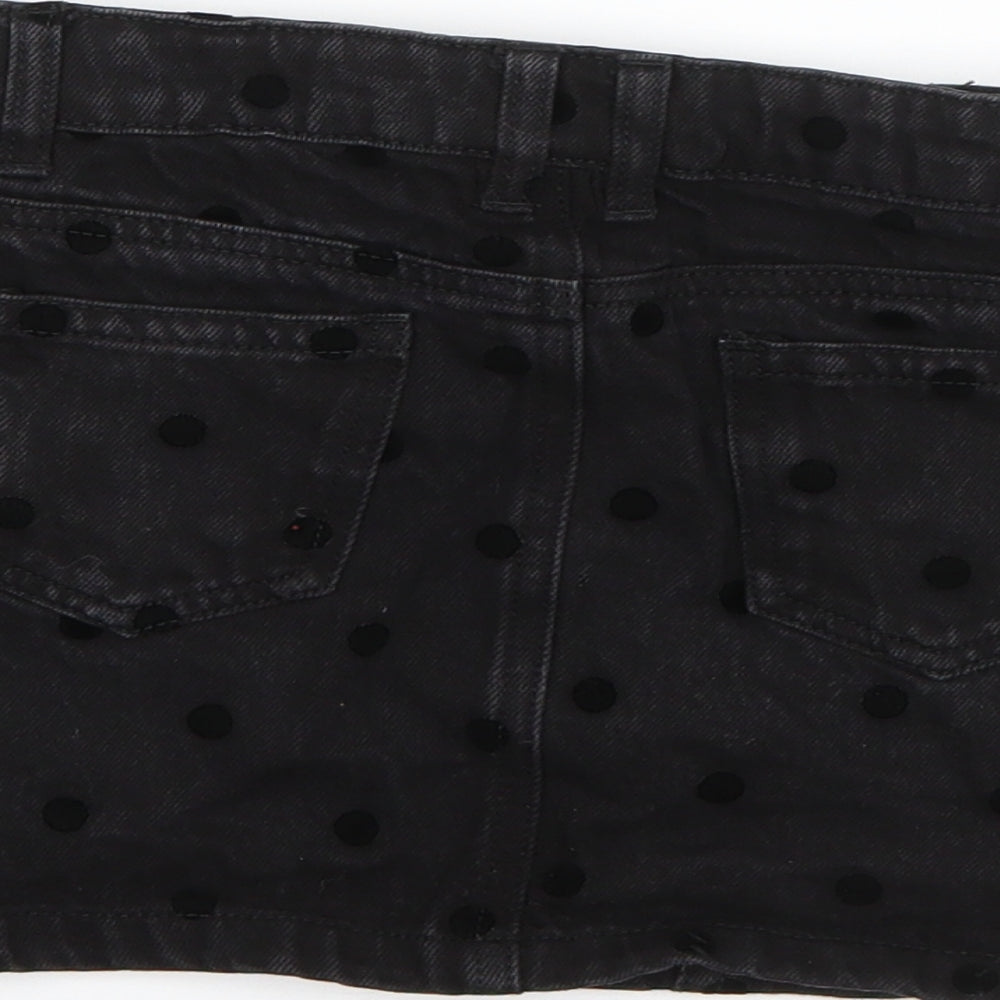 I Love Girls Wear Girls Black Polka Dot Cotton A-Line Skirt Size 6 Years  Regular