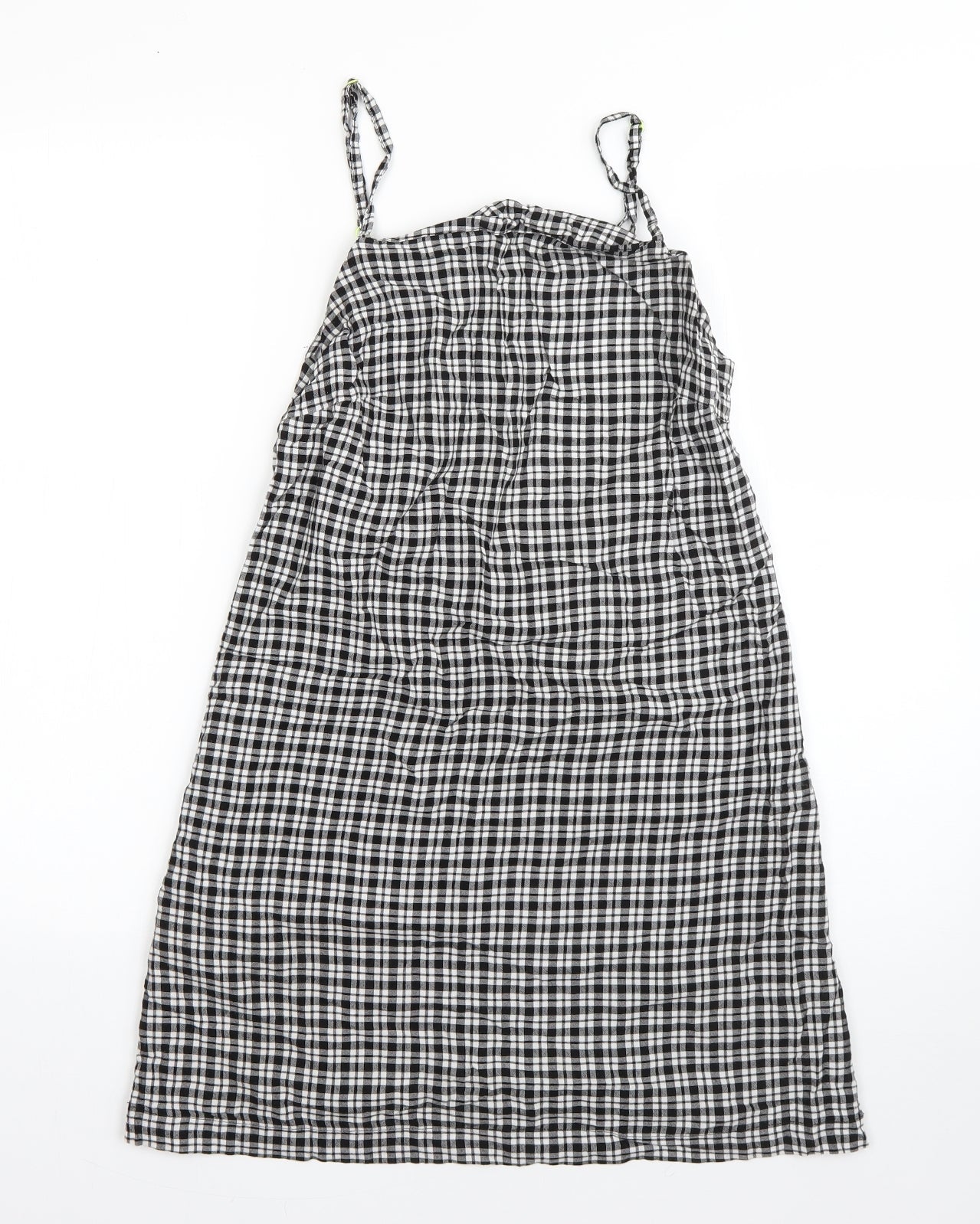 COLLUSION Womens Black Plaid Viscose A-Line  Size 10  Square Neck