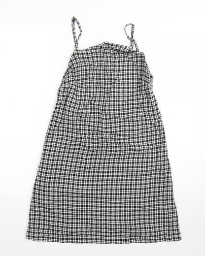 COLLUSION Womens Black Plaid Viscose A-Line  Size 10  Square Neck